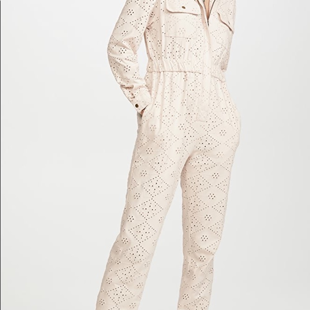 Free People Cream Eyelet Jumpsuit